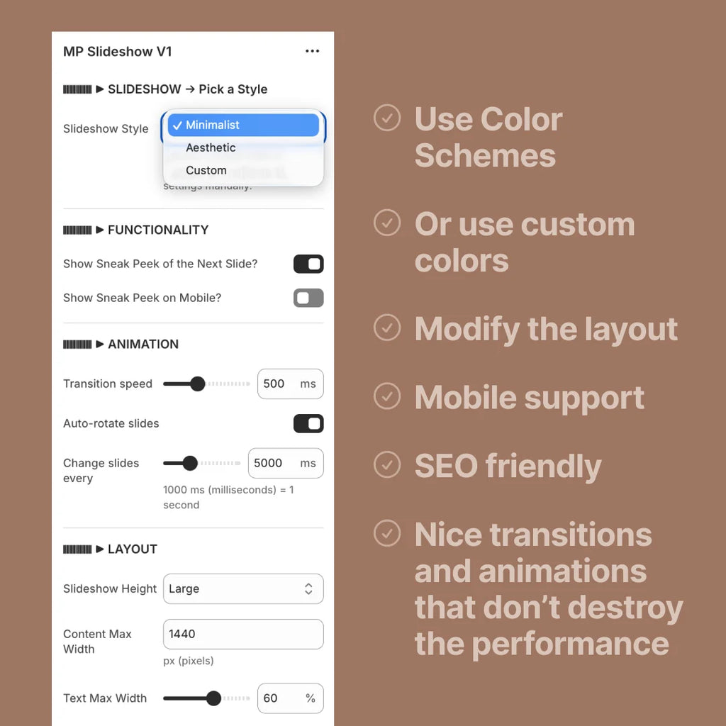 High Performance MP Slideshow V1 Section for Shopify