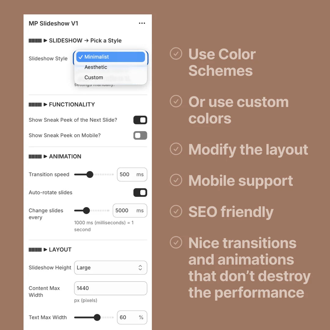 High Performance MP Slideshow V1 Section for Shopify