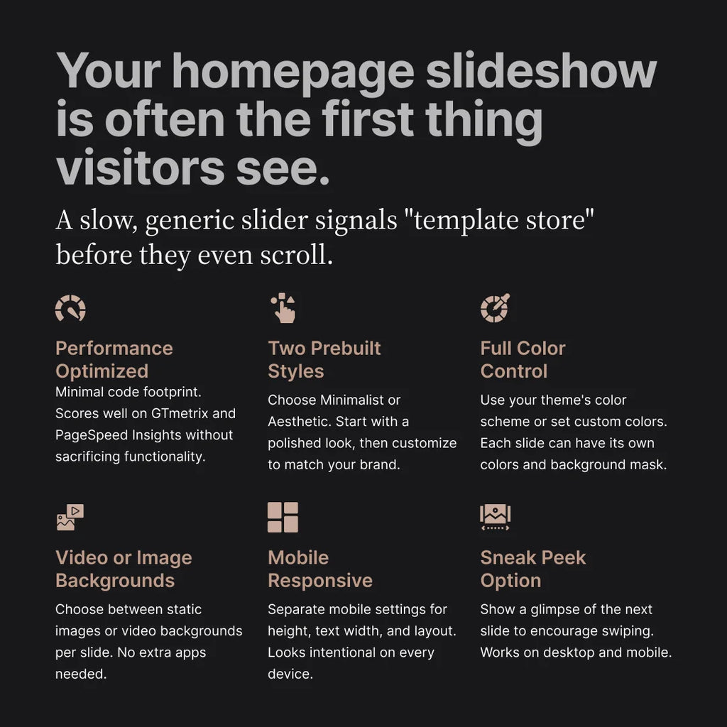 High Performance MP Slideshow V1 Section for Shopify